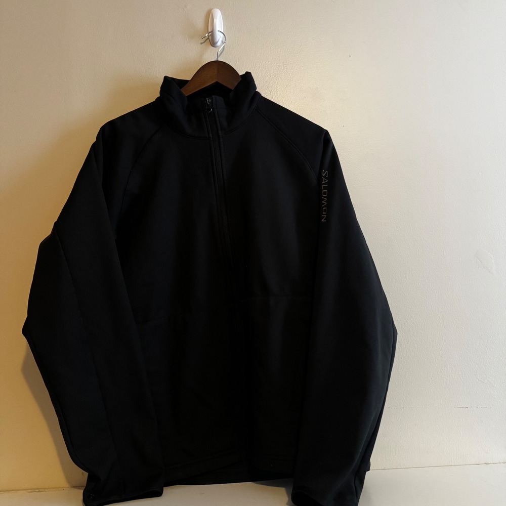 Salomon Men's Med Black Softshell Fleece Lined Full Zip Jacket Outerwear Winter